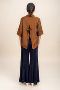 TOPS Glass Satin Boxy Shirt (Burnished Brown)