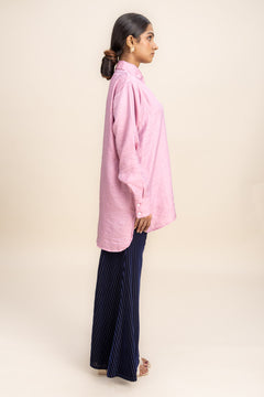 TOPS Glass Satin Easy Shirt (Pink)