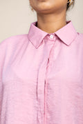 TOPS Glass Satin Easy Shirt (Pink)