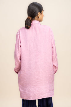 TOPS Glass Satin Easy Shirt (Pink)