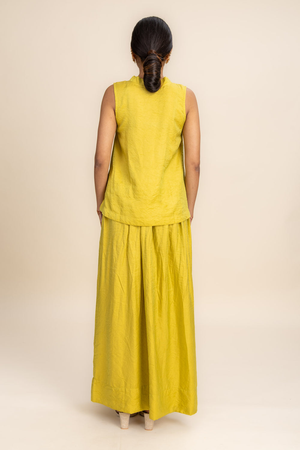 BOTTOMS Glass Satin Gathered Skirt (Lime Luster)