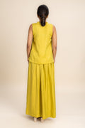 BOTTOMS Glass Satin Gathered Skirt (Lime Luster)