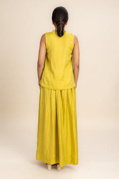 BOTTOMS Glass Satin Gathered Skirt (Lime Luster)