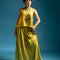 Glass Satin Gathered Skirt (Lime Luster)