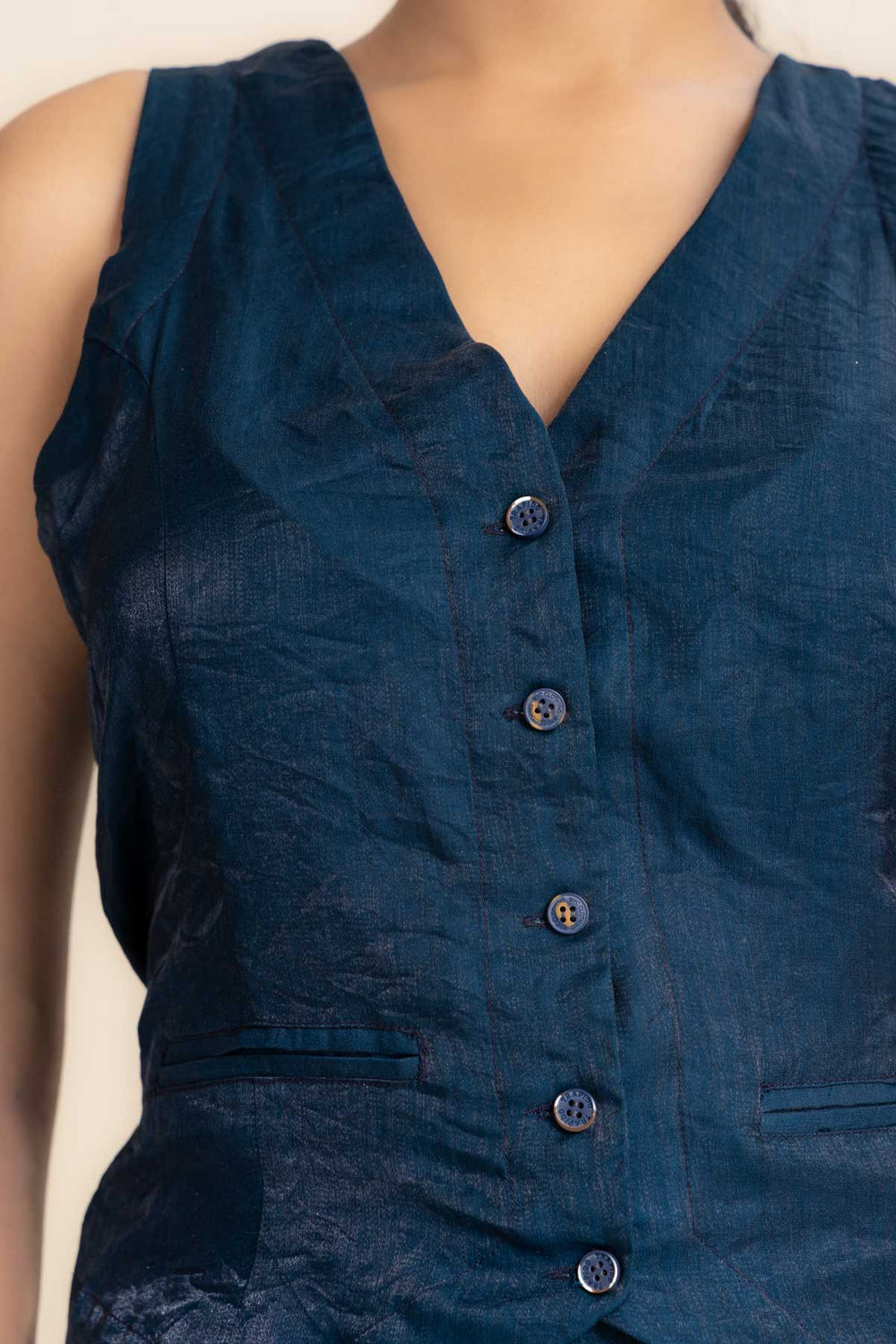 TOPS Glass Satin Waistcoat (Teal Twinkle)