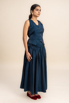 BOTTOMS Glass Satin Wrap Skirt (Teal Twinkle)