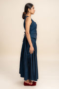 BOTTOMS Glass Satin Wrap Skirt (Teal Twinkle)