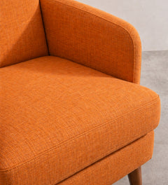 Upholstered Bundle Glider Accent Chair in Raffia Ginger Orange Fabric
