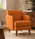 Upholstered Bundle Glider Accent Chair in Raffia Ginger Orange Fabric