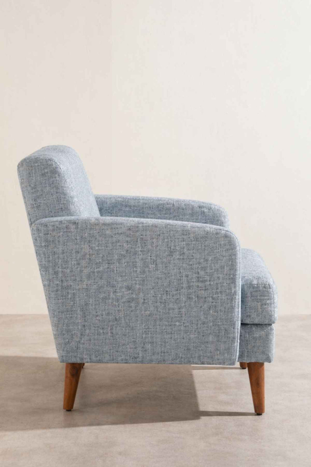 Upholstered Bundle Glider Accent Chair in Raffia Misty Grey Fabric