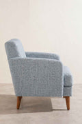 Upholstered Bundle Glider Accent Chair in Raffia Misty Grey Fabric