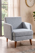 Upholstered Bundle Glider Accent Chair in Raffia Misty Grey Fabric