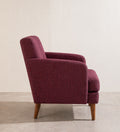 Upholstered Bundle Glider Accent Chair in Raffia Plum Red Fabric