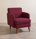Upholstered Bundle Glider Accent Chair in Raffia Plum Red Fabric