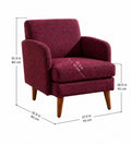 Upholstered Bundle Glider Accent Chair in Raffia Plum Red Fabric