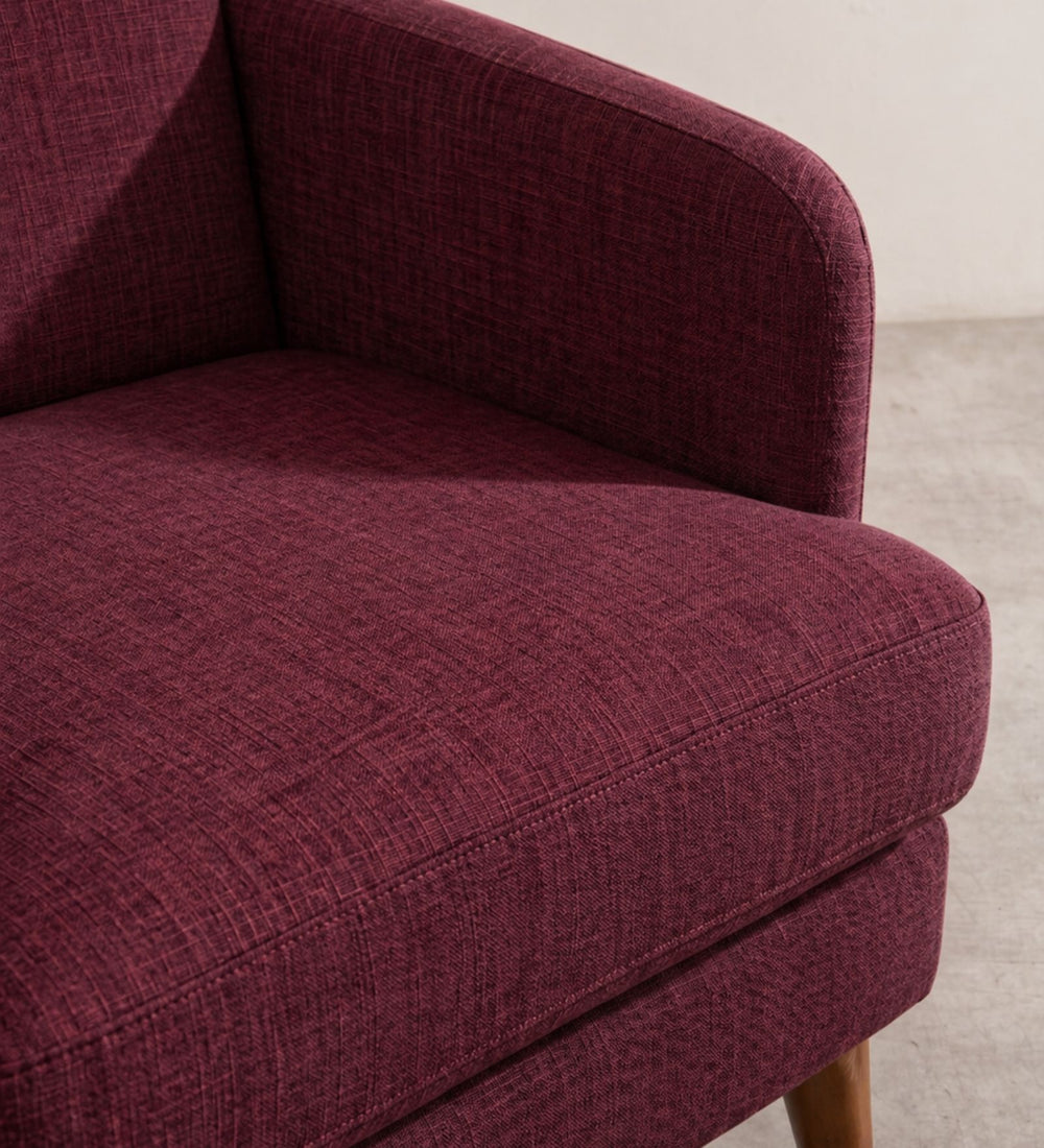 Upholstered Bundle Glider Accent Chair in Raffia Plum Red Fabric