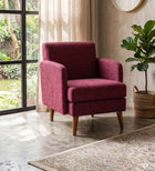 Glider Accent Chair in Raffia Plum Red Fabric