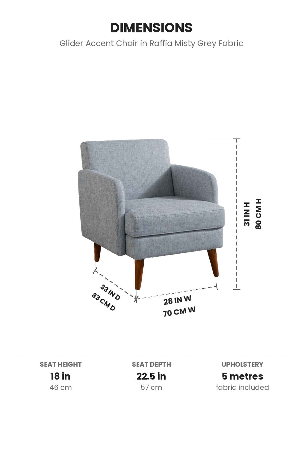 Upholstered Bundle Glider Accent Chair in Raffia Misty Grey Fabric