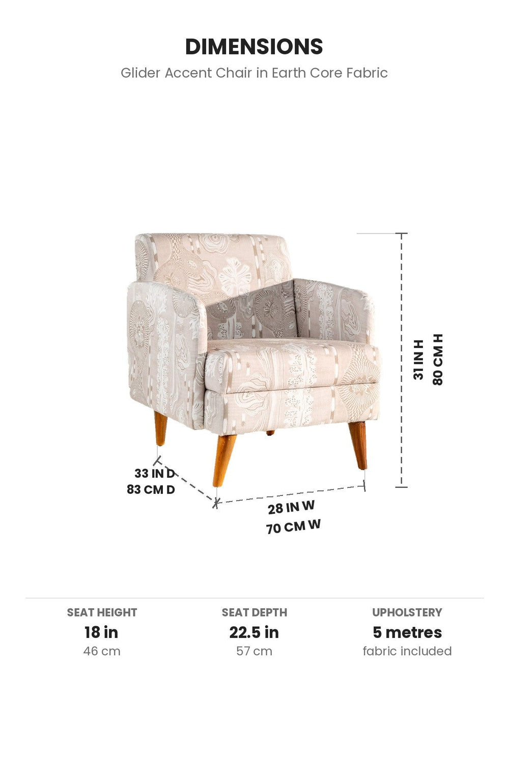 Upholstered Bundle Glider Accent Chair in Earth Core Fabric