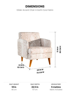 Upholstered Bundle Glider Accent Chair in Earth Core Fabric