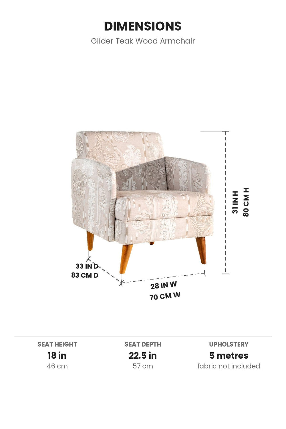 ARMCHAIRS & ACCENTS Glider Teak Wood Armchair