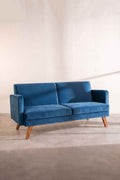 Upholstered Bundle Glider Sofa in Indigo Velvet Fabric