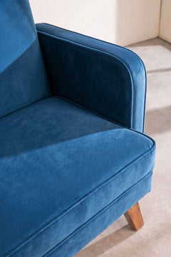 Upholstered Bundle Glider Sofa in Indigo Velvet Fabric