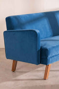 Upholstered Bundle Glider Sofa in Indigo Velvet Fabric