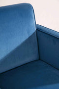 Upholstered Bundle Glider Sofa in Indigo Velvet Fabric