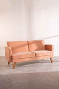Upholstered Bundle Glider Sofa in Peach Velvet Fabric