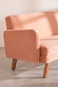 Upholstered Bundle Glider Sofa in Peach Velvet Fabric