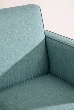 Upholstered Bundle Glider Sofa in Raffia Turquoise Fabric