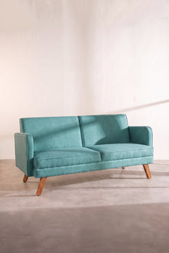 Upholstered Bundle Glider Sofa in Raffia Turquoise Fabric
