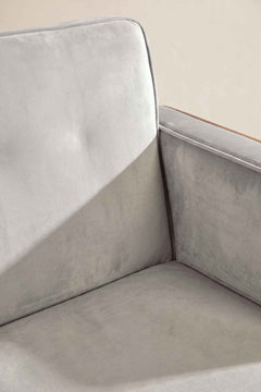 Upholstered Bundle Glider Sofa in Silver Velvet Fabric