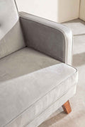Upholstered Bundle Glider Sofa in Silver Velvet Fabric