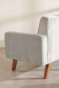 Upholstered Bundle Glider Sofa in Silver Velvet Fabric