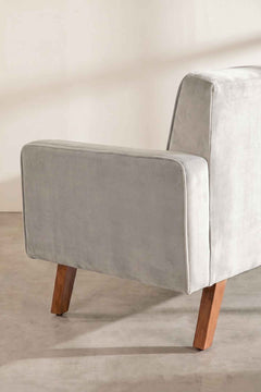 Upholstered Bundle Glider Sofa in Silver Velvet Fabric