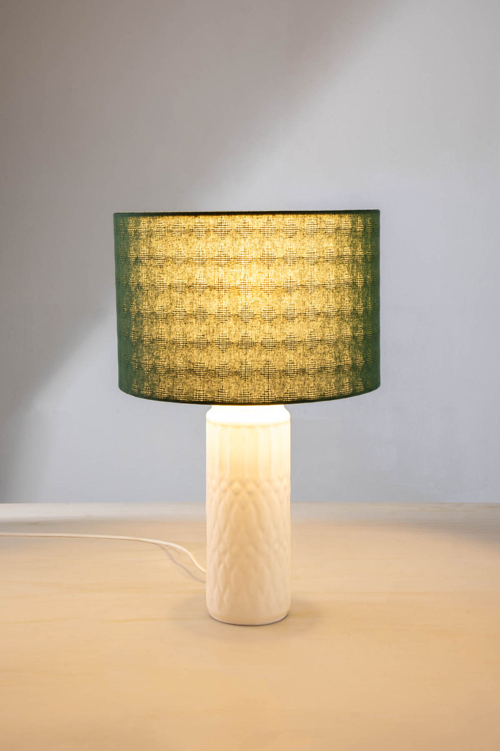 LAMPSHADES Solid Medium Drum Lampshade (Green)