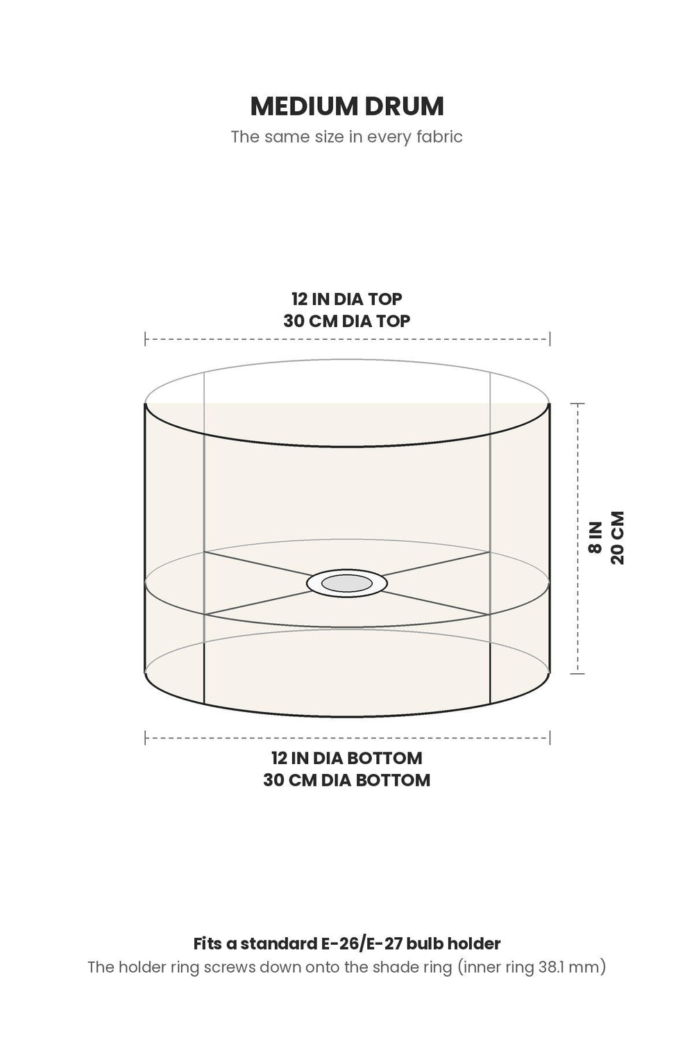 LAMPSHADES Circle Grid Medium Drum Lampshade (Grey)