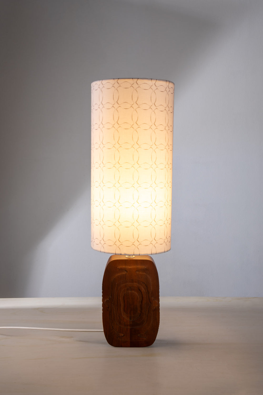 LAMPSHADES Circle Grid Tall Cylinder Lampshade (Grey)