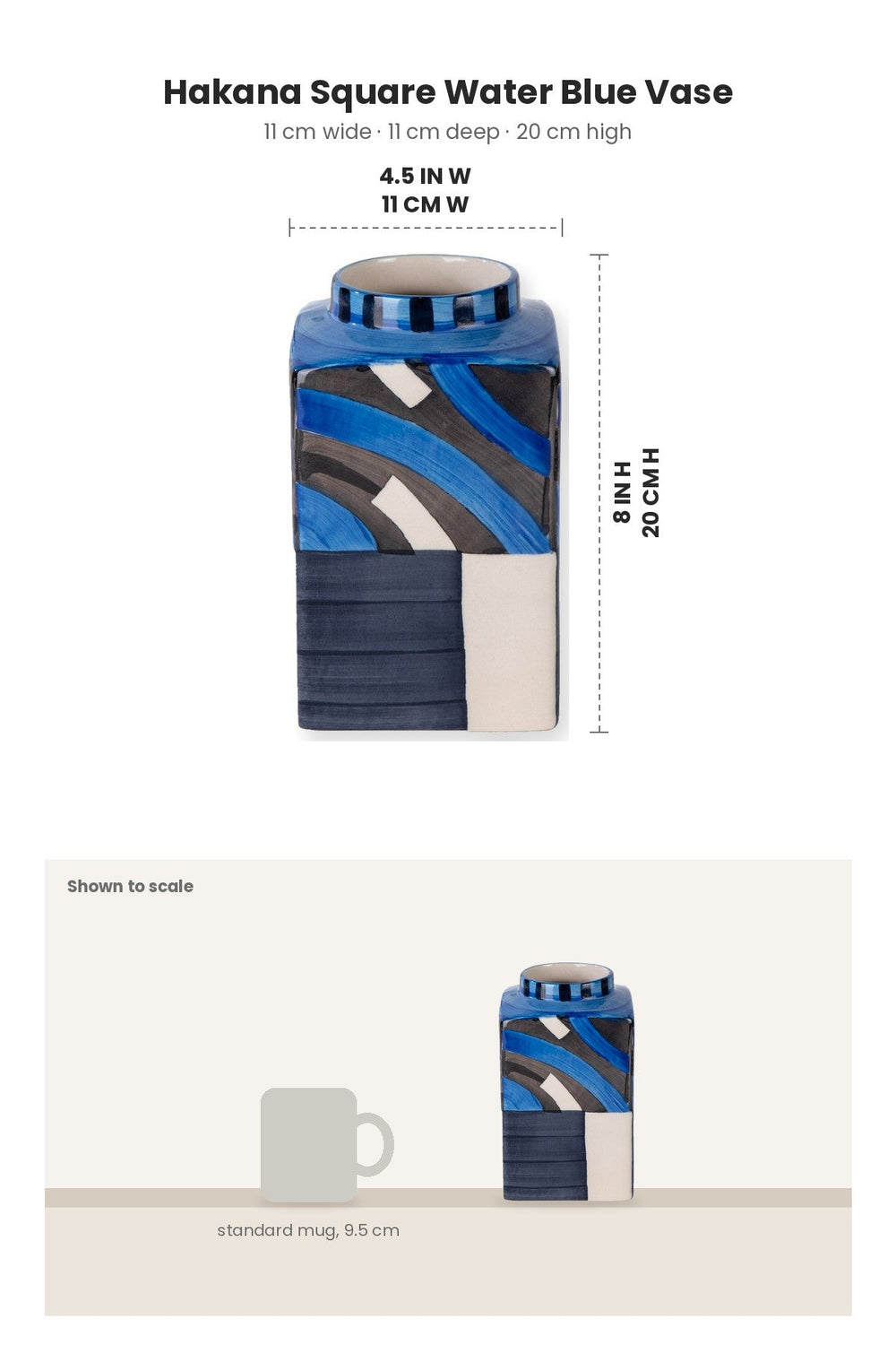 FLOWER VASES Hakana Square Water Blue Vase