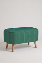 Hexa Long Pouffe in Herringbone Astral Green Fabric