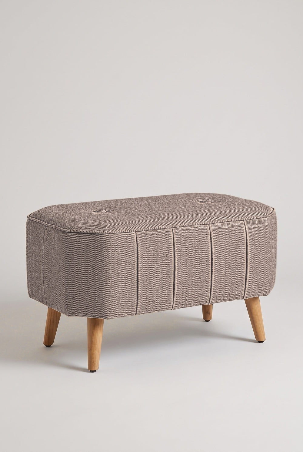 Hexa Long Pouffe in Herringbone Saturn Sand Fabric