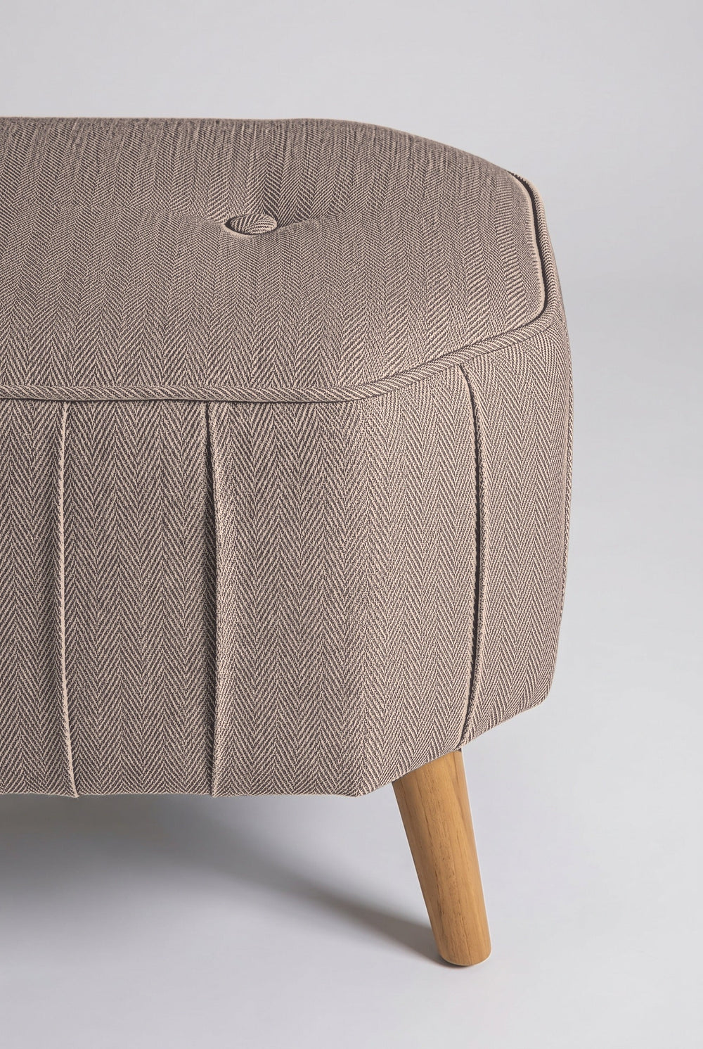 Hexa Long Pouffe in Herringbone Saturn Sand Fabric