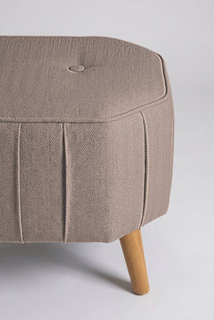 Hexa Long Pouffe in Herringbone Saturn Sand Fabric