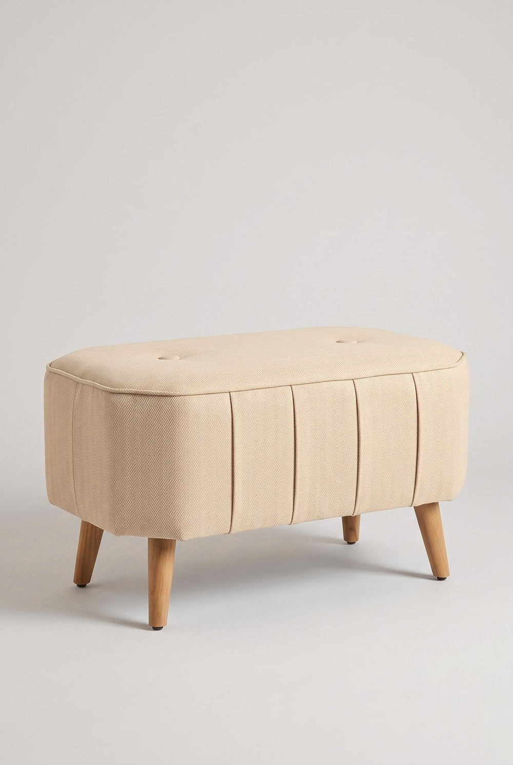 Upholstered Bundle Hexa Long Pouffe in Golden Sand Fabric