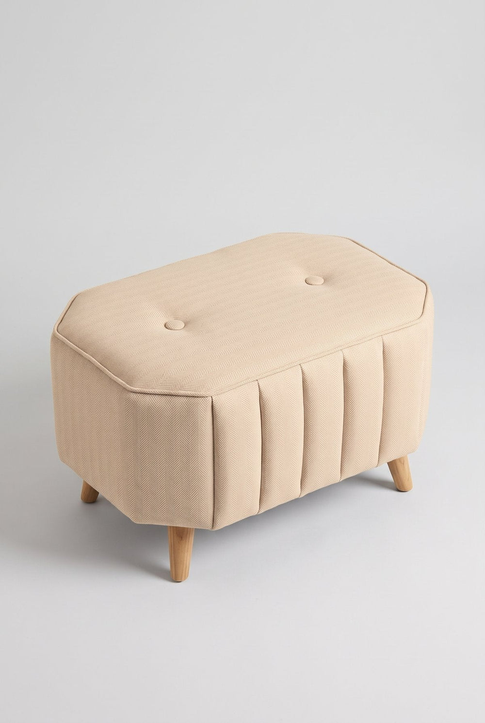Upholstered Bundle Hexa Long Pouffe in Golden Sand Fabric