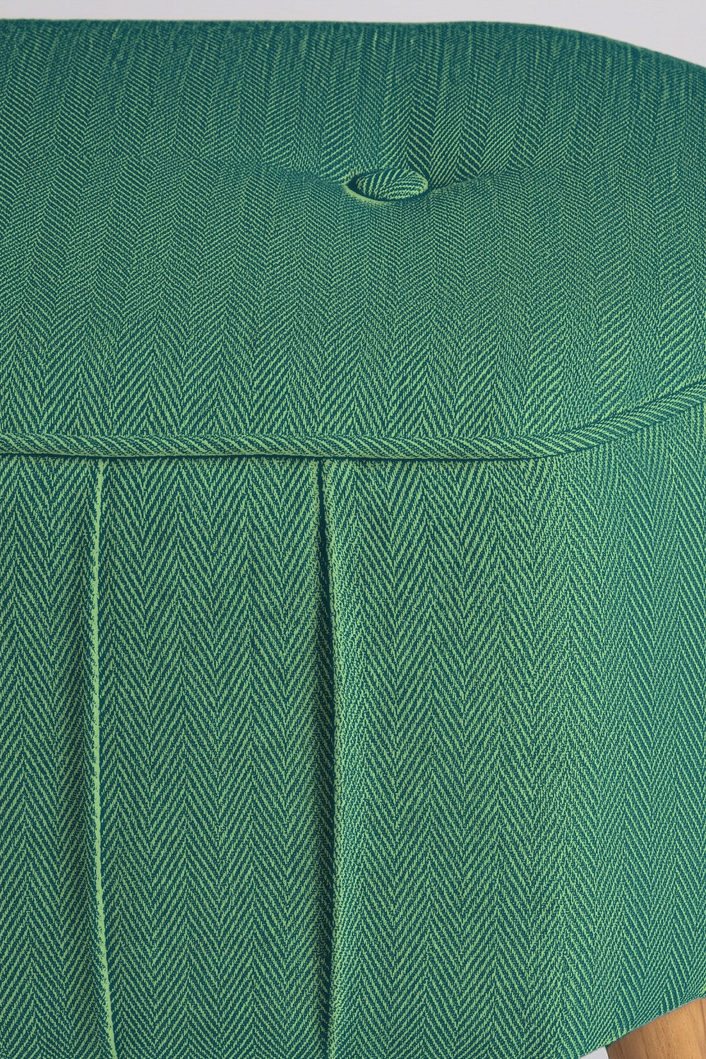 Upholstered Bundle Hexa Long Pouffe in Herringbone Astral Green Fabric