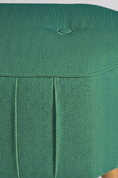 Upholstered Bundle Hexa Long Pouffe in Herringbone Astral Green Fabric