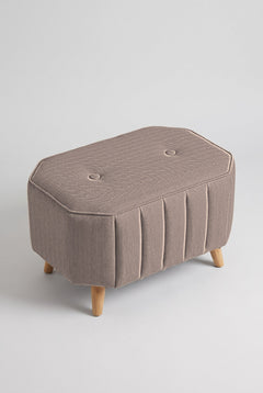 Upholstered Bundle Hexa Long Pouffe in Herringbone Saturn Sand Fabric